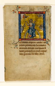 MS 1-2005, k.l. 8v: Chrystus w sądzie, miniatura z psałterza Macclesfielda, Use of Sarum, East Anglia, c.1330 autorstwa English School