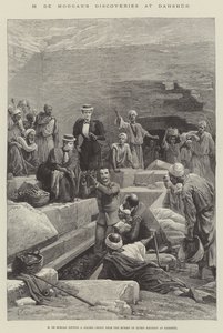 Odkrycia M de Morgana w Dahshur (grawerowanie) autorstwa English School
