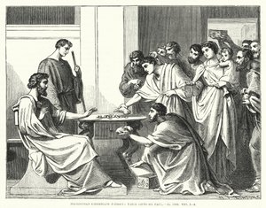 Chrześcijanie macedońscy wywierają swoje Dary na Pawle II Koryntian VIII autorstwa English School