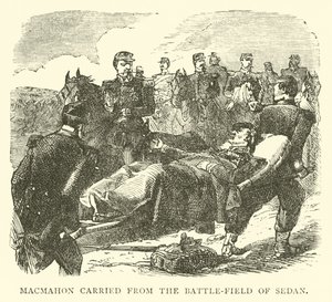 Macmahon przywieziony z pola bitwy pod Sedanem, wrzesień 1870 autorstwa English School