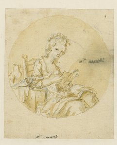 Madame Handel, połowa XIX wieku (pióro i tusz oraz pranie na papierze) autorstwa English School