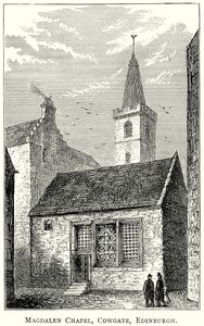 Kaplica Magdaleny, Cowgate, Edynburg (grawerunek) autorstwa English School