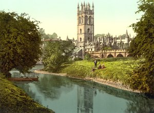 Magdalen Tower, Oxford (zdjęcie ręcznie kolorowane) autorstwa English School