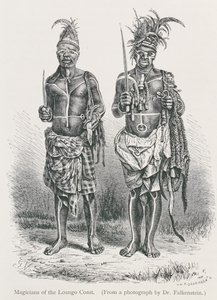 Magicians of the Loango Coast, grawerowane na podstawie fotografii dr Falkensteina, z „Historii ludzkości”, tom 1, autorstwa prof. Friedricha Rayzela, 1896 autorstwa English School