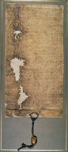 Magna Carta, ostateczna wersja wydana w 1225 roku przez Henryka III autorstwa English School