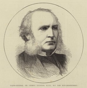 Generał dywizji Sir George Balfour, KCB, poseł do Kincardineshire (grawerowanie) autorstwa English School