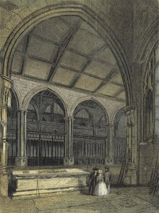 Katedra w Manchesterze, widok na chór i baptysterium z kaplicy Ely autorstwa English School