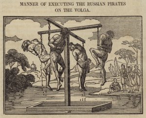 Sposób rozstrzelania rosyjskich piratów nad Wołgą (rycina) autorstwa English School