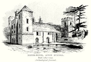 Dwór, Acton Burnell (grawerunek) autorstwa English School