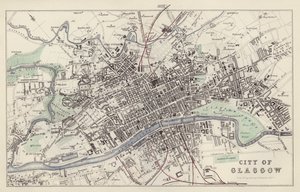 Mapa: Miasto Glasgow, narysowana i grawerowana przez GH Swanston, Edynburg (kolor lito) autorstwa English School