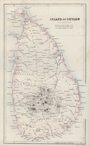 Mapa: Wyspa Cejlon, autor: G.H. Swanston, Edynburg (kolorowa litografia) autorstwa English School