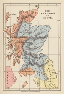 Mapa: Królestwo Szkocji (kolorowa litografia) autorstwa English School