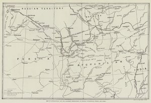 Mapa Afganistanu i przyległych terytoriów rosyjskiego Turkiestanu, Persji i Indii autorstwa English School