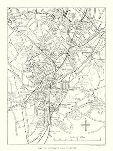 Mapa Croydon i okolic (grawerunek) autorstwa English School