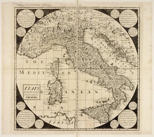 Mapa Włoch, ok. 1730 (grafika) autorstwa English School