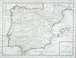 Mapa Hiszpanii i Portugalii, koniec XVIII wieku (rycina) autorstwa English School