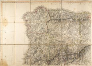 Mapa Hiszpanii podobno była używana przez księcia Wellington autorstwa English School