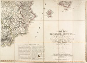 Mapa Hiszpanii podobno była używana przez księcia Wellington autorstwa English School