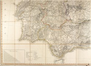 Mapa Hiszpanii podobno była używana przez księcia Wellington autorstwa English School