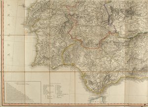 Mapa Hiszpanii podobno była używana przez księcia Wellington autorstwa English School