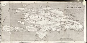 Mapa wyspy Santo Domingo z „Przeszłości i teraźniejszości Santo Domingo” Samuela Hazarda, wyd. 1873 (fotolit)