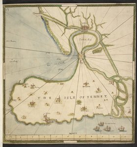 Mapa Isle of Thanet i Sandwich Marsh, na podstawie planu Johna Rogersa, ok. 1610 (pióro, atrament i akwarela na papierze) autorstwa English School