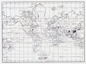 Mapa świata przedstawiająca kraje produkujące herbatę autorstwa English School