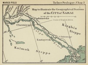 Mapa ilustrująca położenie geograficzne miasta Saraj (litografia) autorstwa English School