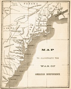 Mapa ilustrująca wojnę o niepodległość USA, z 