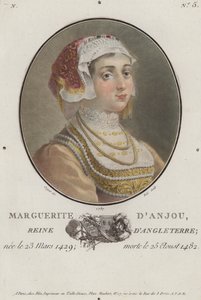 Małgorzata Anjou, królowa małżonka króla Anglii Henryka VI (kolorowe grawerowanie) autorstwa English School