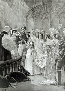 Ślub królowej Wiktorii (1819-1901) i księcia Alberta (1819-61) w Pałacu św. Jakuba 10 lutego 1840 r., opublikowany w 1887 r. autorstwa English School