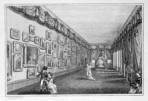 Wystawa haftowanych obrazów Mary Linwood w Savile House autorstwa English School