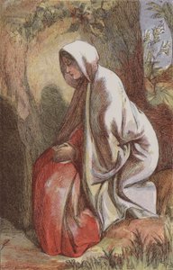 Maria Magdalena w ogrodzie (kolorowy grawerunek) autorstwa English School