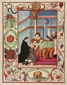 Mary Tudor dotyka skrupulatnego chłopca autorstwa English School