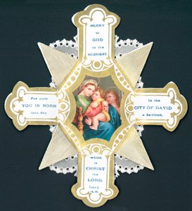 Maryja i Dzieciątko Jezus, kartka bożonarodzeniowa autorstwa English School