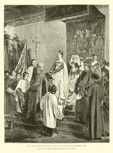 Maria Burgundzka przysięgająca szanować przywileje Brukseli, 1477 autorstwa English School