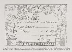 Wezwanie do loży masońskiej, datowane na 1796 r. autorstwa English School