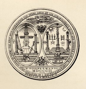 Pieczęć masońska, 1802, z "The History of Freemasonry, volume III", opublikowana przez Thomasa C. Jacka, Londyn, 1883 r. autorstwa English School