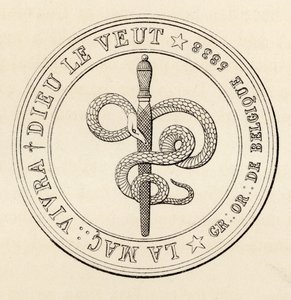 Pieczęć masońska z „Historii masonerii, tom III”, wydanej przez Thomasa C. Jacka, Londyn, 1883 autorstwa English School