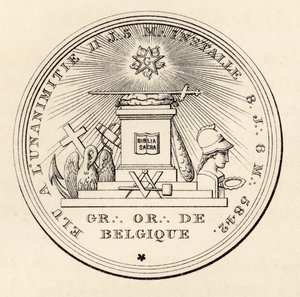 Pieczęć masońska, z "The History of Freemasonry, volume III", opublikowana przez Thomasa C. Jacka, Londyn, 1883 r. autorstwa English School