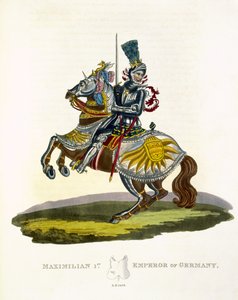Maksymilian I, król Niemiec i cesarz rzymski (1459-1519) 1498, ze starożytnej zbroi Samuela Rusha Meyricka, 1824 autorstwa English School