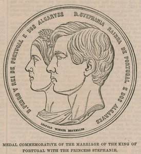 Medal upamiętniający ślub króla Portugalii z księżniczką Stephanie autorstwa English School