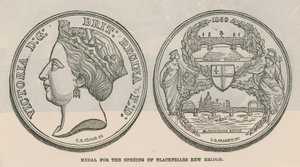 Medal za otwarcie nowego mostu Blackfriars w Londynie autorstwa English School