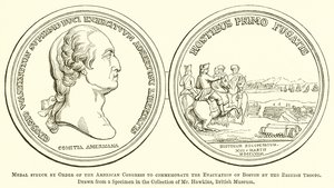 Medal wybity przez Order Kongresu Amerykańskiego w celu upamiętnienia ewakuacji Bostonu przez oddziały brytyjskie autorstwa English School