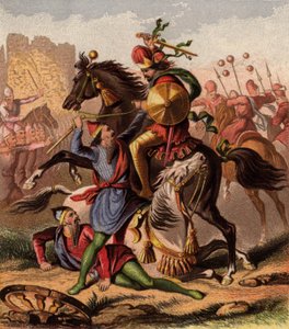 Medowie i Persowie w walce (chromolitho) autorstwa English School
