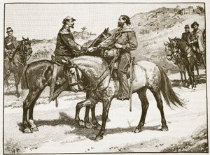 Spotkanie Garibaldiego i Victora Emmanuela, ilustracja z Cassells Illustrated History of England (zdjęcie w sepii) autorstwa English School