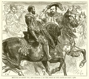 Spotkanie Henryka VIII i Franciszka I na Polu Złotego Płótna, 1520 autorstwa English School
