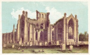 Melrose Abbey (kolorowa litografia) autorstwa English School