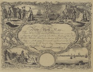 Certyfikat członkostwa w New York Marine Society, 1773 autorstwa English School