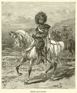 Menelik, król Abisynii (grafika) autorstwa English School